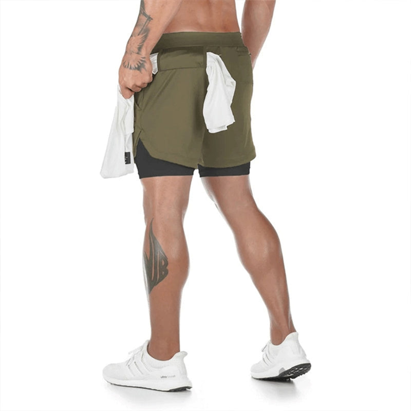 2022 Camo Running Shorts Men Double-deck Quick Dry Sportwear Shorts Fitness Jogging Workout Shorts Male Breathable Casual Shorts