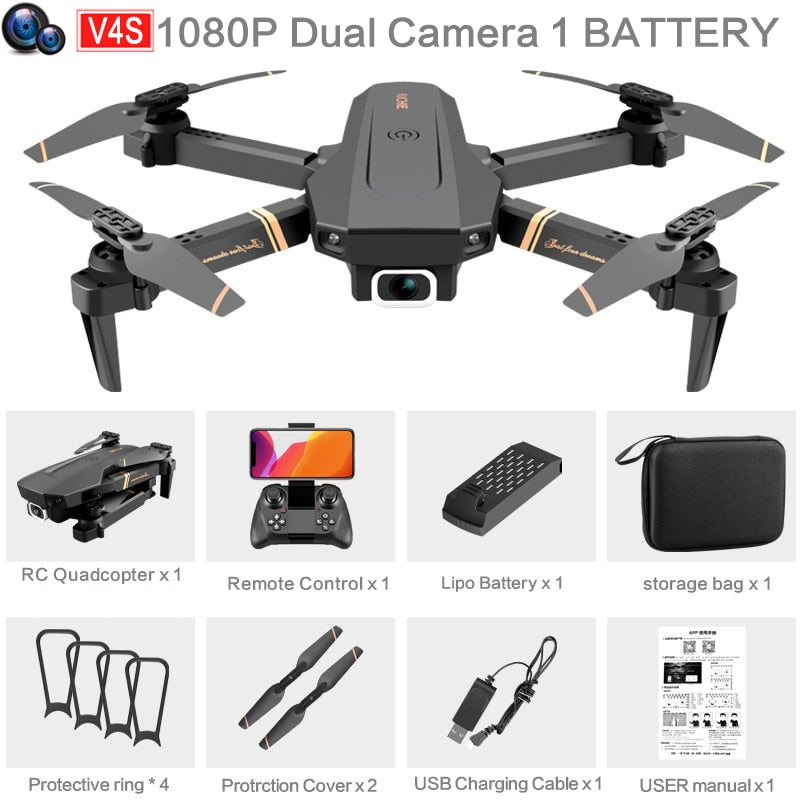 V4 Rc Drone 4k HD Wide Angle Camera 1080P WiFi fpv Drone Dual Camera Quadcopter Real-time transmission Helicopter Toys