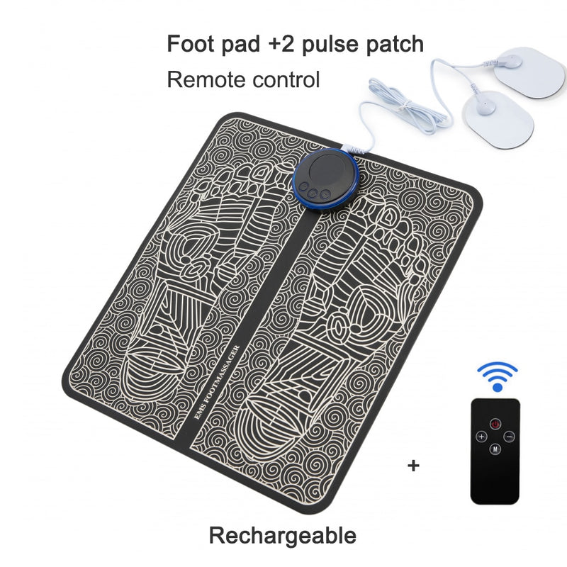 EMS Foot Massager Pad Reflexology Foot Acupoint Massage Muscle Stimulation Improve Blood Circulation Relief Pain USB Rechargeabl