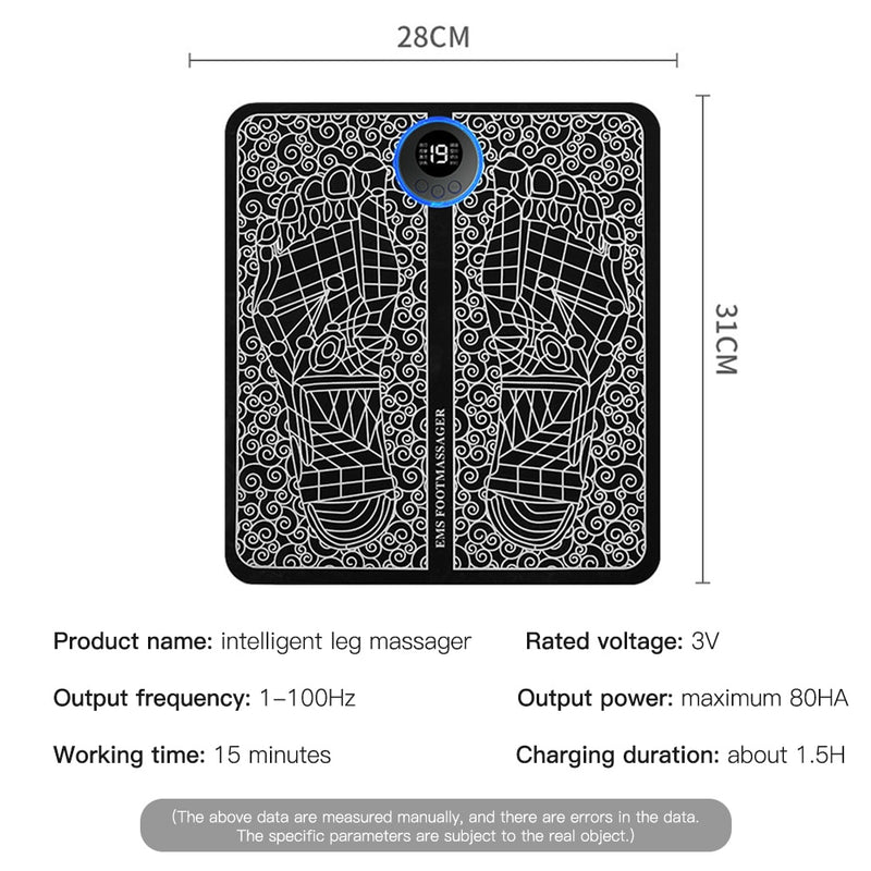 EMS Foot Massager Pad Reflexology Foot Acupoint Massage Muscle Stimulation Improve Blood Circulation Relief Pain USB Rechargeabl